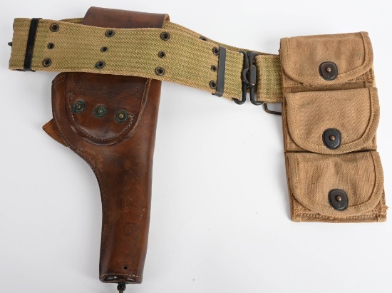 WW1 US ARMY M1917 OFFICERS PISTOL BELT RIG ROSTER