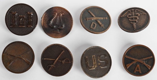 WW1 ENLISTED COLLAR BRASS LOT OF 8 WWI
