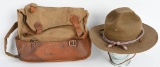 WW1 US MEDICAL CORPS CAMPAIGN HAT MUSETTE BAG LOT