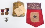 WW1 NAMED MARINE CORPS MEDAL GROUPING W/ FLAG WWI