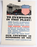 WWI TO EVERYONE IN THIS PLANT NAVY SHIPYARD POSTER