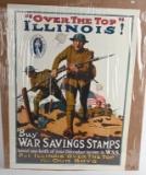 WW1 OVER THE TOP ILLINOIS POSTER BUY WAR BONDS WWI