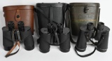 WWII US ARMY & NAVY 7X50 BINOCULAR LOT OF 3 CASED