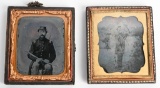 2- CIVIL WAR AMBROTYPES, OFFICER w/ SWORD