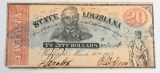 CONFEDERATE $20 LOUISIANA NOTE, MARCH 1863