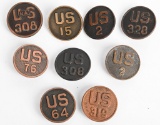 WW1 US ENLISTED INFANTRY COLLAR BRASS LOT OF 10