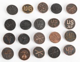 WW1 US ARMY ENLISTED COLLAR DISK LOT OF 20 WWI