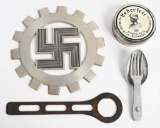 WWII NAZI DAF INSIGNIA GRENADE WRENCH SHOE POLISH