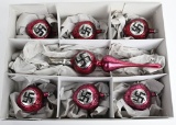 WWII 7pc NAZI GLASS BLOWN CHRISTMAS ORNAMENTS WW2