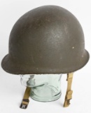 WWII US M1 FIXED BAIL COMBAT HELMET WITH LINER WW2