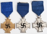 WWII NAZI GERMAN FAITHFUL SERVICE MEDAL LOT OF 3