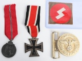 WWII NAZI GERMAN NSDAP BELT BUCKLE MEDAL LOT EKII