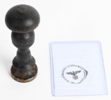 WWII NAZI GERMAN 33rd WAFFEN SS DOCUMENT SEAL WW2