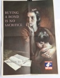 WWII US BUYING A BOND IS NO SACRIFICE POSTER WW2