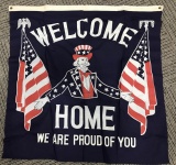 WWII US PATRIOTIC BANNER W/ UNCLE SAM WW2
