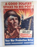 WWII US A GOOD SOLDIER STICKS TO HIS POST! POSTER