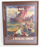 WWII A CARELESS WORD A NEEDLESS SINKING POSTER WW2