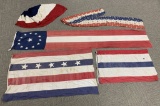 WWII US 5pc LOT AMERICAN PATRIOTIC BUNTING FLAGS