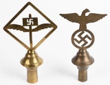 2 WWII NAZI GERMAN BRASS FLAGPOLE TOPPERS