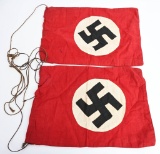 WWII NAZI GERMAN NSDAP WALL FLAG LOT OF 2 WW2