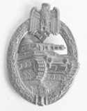 WWII NAZI GERMAN PANZER BADGE IN SILVER WW2