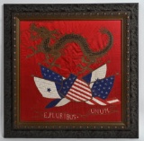 WWII US THEATER MADE CBI SILK PATRIOTIC EMBROIDERY