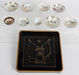 WWII IMPERIAL JAPANESE SAKE CUP LOT W/ TRAY WW2