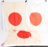 WWII JAPANESE NATIONAL FLAG LOT OF THREE WW2