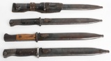 WWII NAZI GERMAN K98 RIFLE BAYONET LOT OF 4 WW2