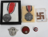 WWII NAZI GERMAN MEDAL & INSIGNIA LOT OF 6 WW2