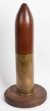 DECORATIVE ARTILLERY SHELL CASING WOOD BASE