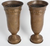 2 VIETNAMESE ENGRAVED 1969 DATED 105MM VASES