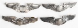 WWII US ARMY AIR CORPS PILOT WING LOT OF 4 WW2