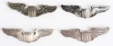WWII US ARMY AIR CORPS PILOT WING LOT OF 4 WW2