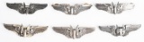 WWII US AIR CORPS AERIAL GUNNER WING LOT OF 6 WW2