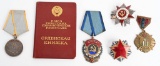WWII SOVIET UNION MEDAL LOT WITH ID BOOKLET WW2