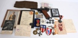 LOT OF EARLY COINS NAZI MEDALS POST CARDS WW2
