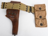 WW1 US ARMY M1917 OFFICERS PISTOL BELT RIG ROSTER