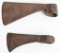 PAIR OF HAND FORGED TOMAHAWK HEADS - ONE MARKED