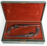 CASED PAIR FRENCH WAX BULLET DUELING PISTOLS