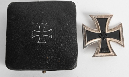 WWII NAZI GERMAN CASED IRON CROSS 1ST CLASS #100