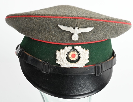 WWII NAZI GERMAN ARTILLERY OFFICER’S VISOR CAP WW2