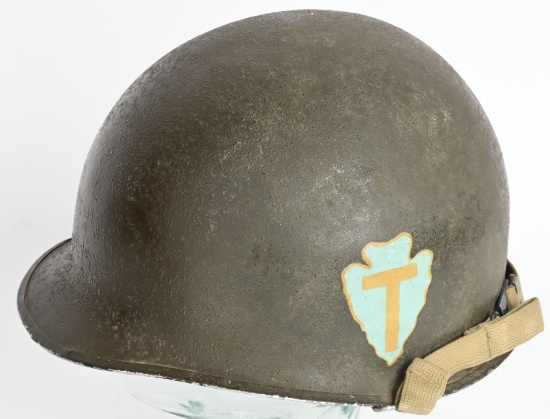 WWII US ARMY 36th DIVISION PAINTED MEDIC HELMET