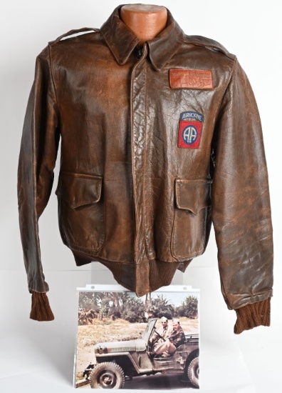 WWII ID'ed 82nd AIRBORNE A-2 FLIGHT JACKET WW2