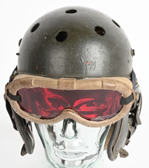 WWII U.S. ARMY M38 TANKERS HELMET W/ GOGGLES WW2