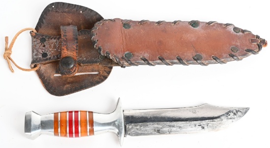 WWII THEATER MADE FIGHTING KNIFE W/ SCABBARD WW2