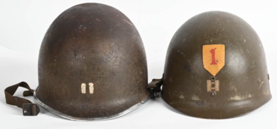 WWII US ARMY 1ST DIVISION PAINTED M1 COMBAT HELMET