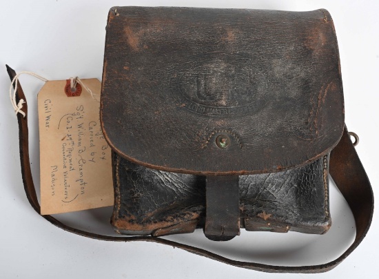 CIVIL WAR ID'd MODEL 1864 MANNS CARTRIDGE BOX