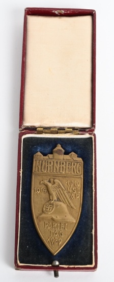 WWII CASED BRONZE 1929 NÜRNBERG RALLY AWARD WW2