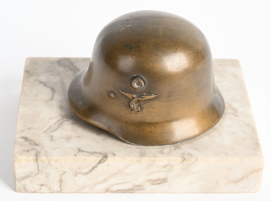 WWII NAZI GERMAN LUFTWAFFE HELMET ON MARBLE BASE